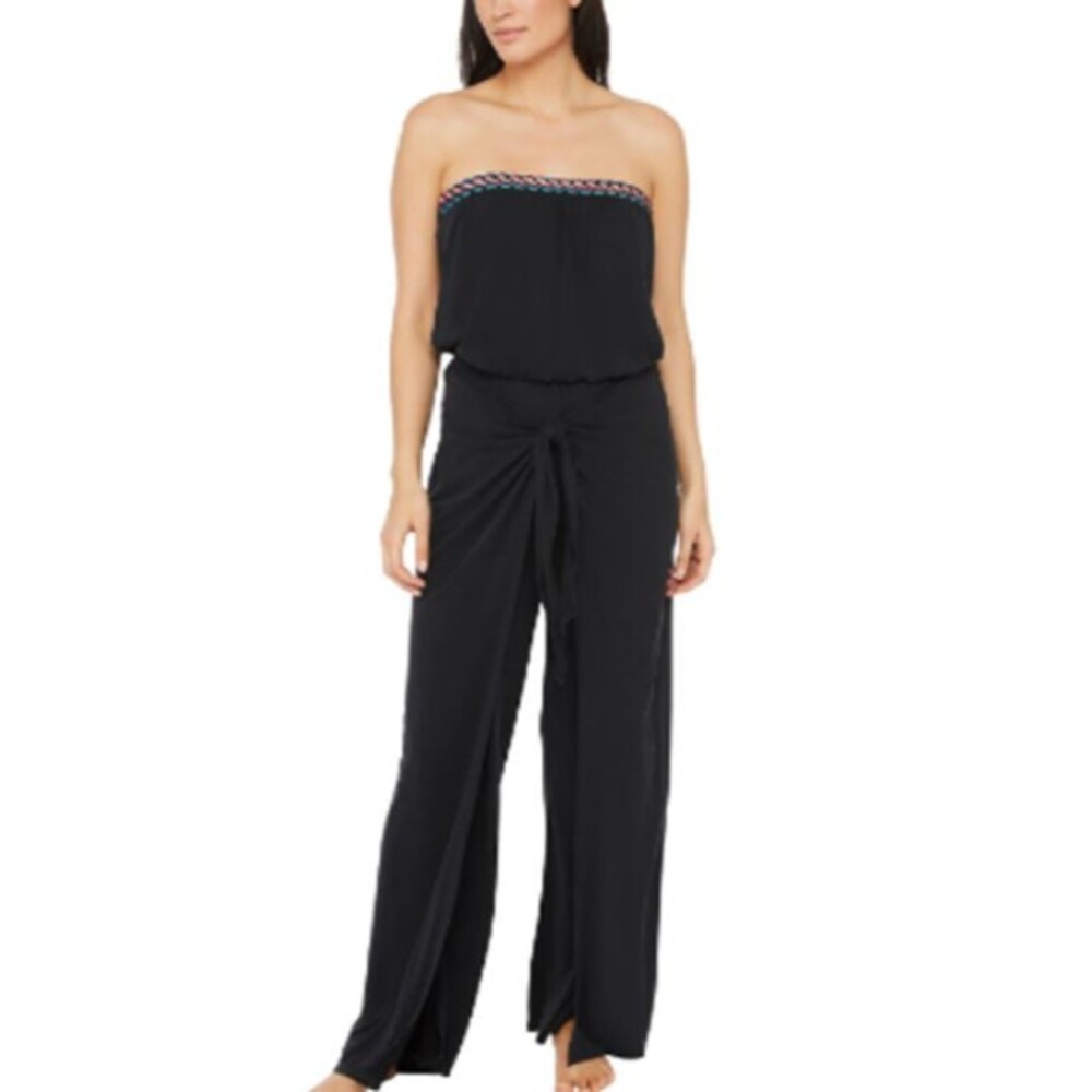Jumpsuit La Blanca Macrame Solids One Piece Pants Strapless Stretch Black L